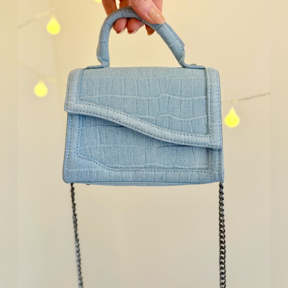 🌾 Zara Mock Crock Denim Mini City‎ Bag - Picture 7 of 9